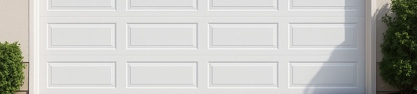 Severely misaligned and fallen sectional garage door before new installation at a Chicago, IL home.