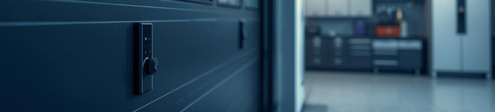 Modern garage door with smart lock, sleek design, and advanced technology in Chicago, IL 2025